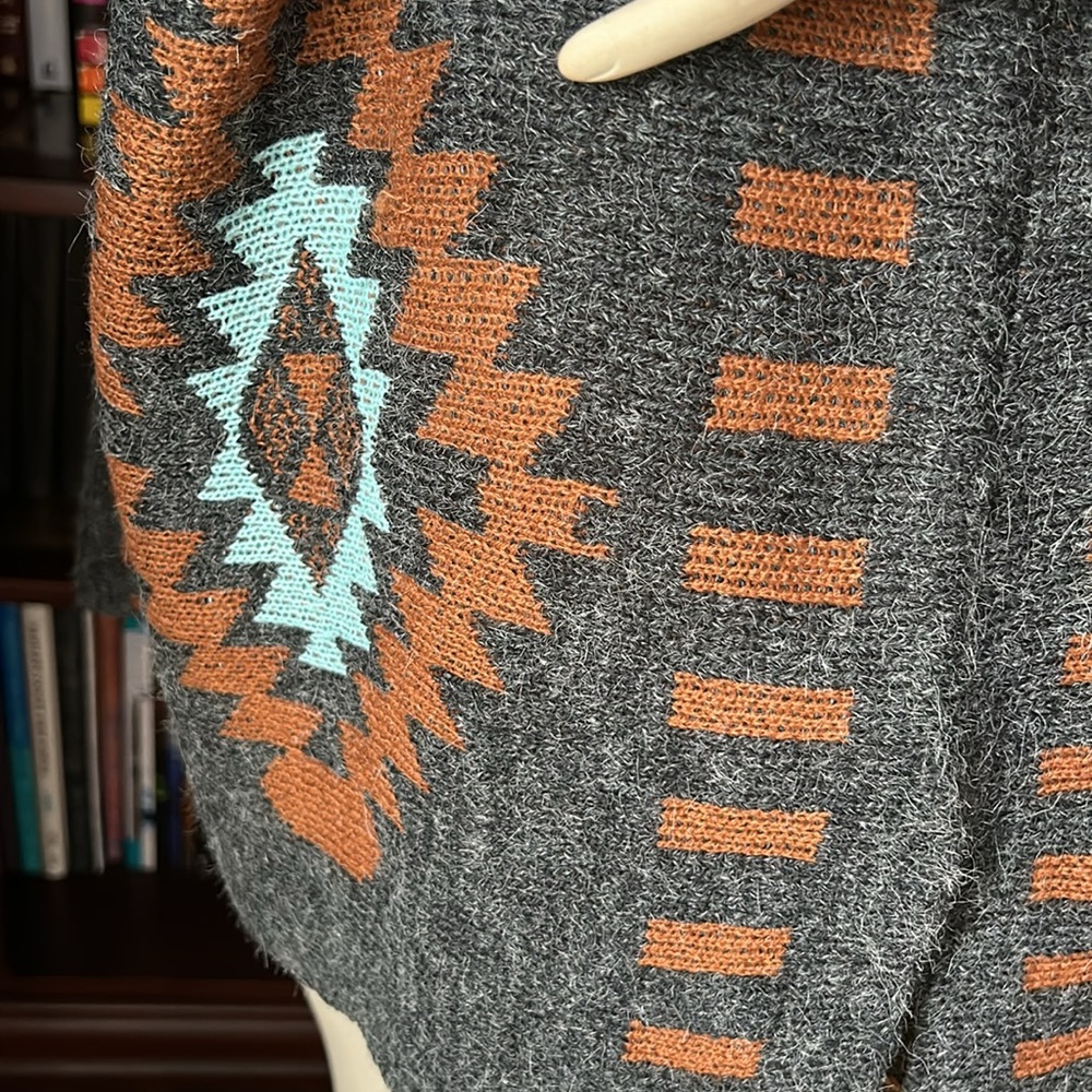 Debut Aztec Print Draped Open Front Cardigan - image 5